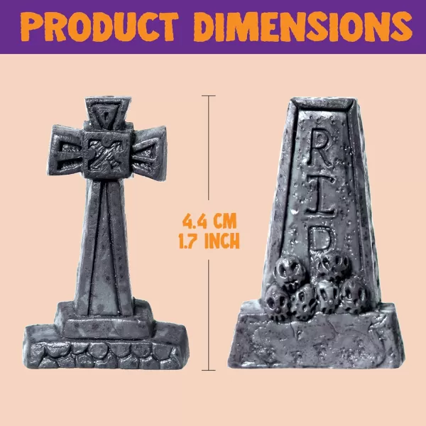 JOYIN 12 Pcs Halloween Miniature Tombstones Graveyard Decorations Outdoor RIP Headstone with Skull Cross Design for Halloween Cemetery Yard Lawn Outdoor Indoor Decorations Stone GrayGray