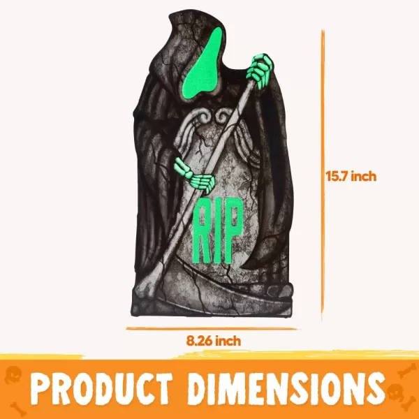 JOYIN 16 Halloween Decorations Outdoor Graveyard Tombstones Fluorescent 6 Pcs Glow in The Dark with Black Light Headstone with 12 Metal Stakes Tombstone for Halloween Cemetery Outside Yard Decor