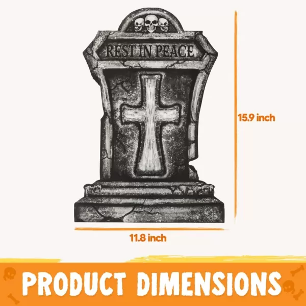 JOYIN 16quot 9 Pcs Halloween Tombstones Decorations Outdoor Graveyard Yard Lawn Plastic Headstones With 18 Metal Stakes For Halloween Cemetery Indoor Decorations Prop Decorations Party Decor Supplies