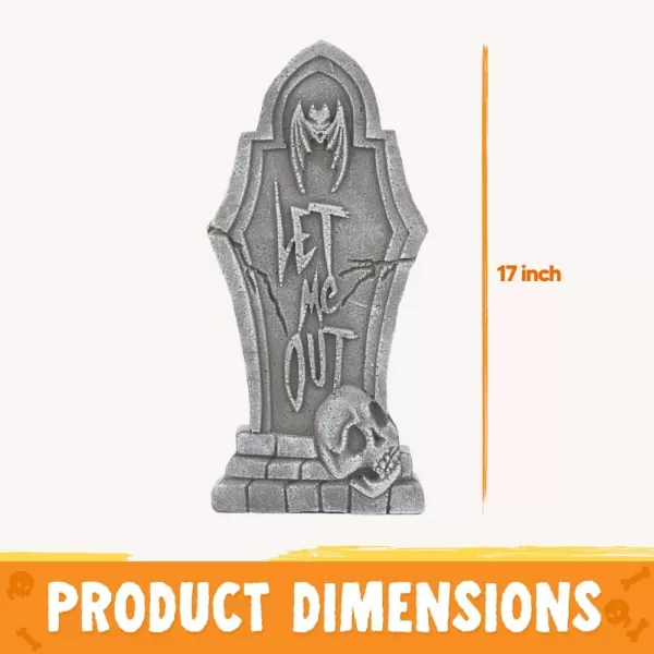 JOYIN 17quot Halloween Decorations Outdoor Tombstones 5 Pack Halloween Graveyard Foam Headstones Decor with 10 Metal Stakes for Halloween Prop Cemetery Yard Lawn Decorations Party SuppliesGray