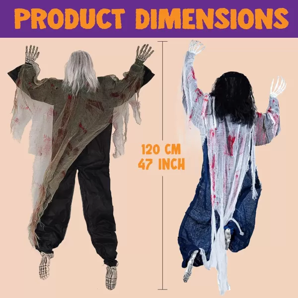 JOYIN 2 Pack 47quot Halloween Climbing Zombies Wall Decoration Halloween Climbing Dead Zombie Decoration for Halloween Haunted House Prop Decor Halloween Outdoor Yard Holiday Party Decoration