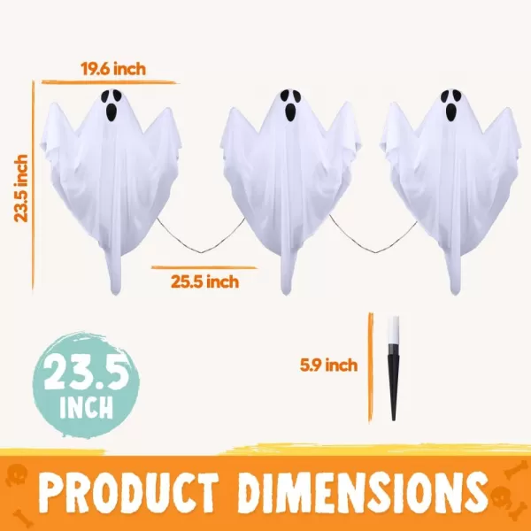 JOYIN 3 Pcs Halloween Decorations Outdoor Ghost Pathway Lights 235quot Halloween Cloth Ghost Decor with Warm Light Up Path Markers for Halloween Graveyard Lawn Garden Decor Haunted House Party SuppliesYellow