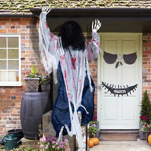 JOYIN 47quot Halloween Climbing Zombie Decoration with bloodstains Halloween Hanging Decorations Scary Halloween Pros for Haunted House Dcor Halloween Indoor and Outdoor Yard Decorations47
