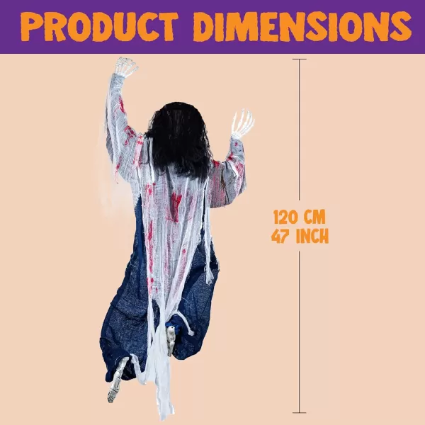 JOYIN 47quot Halloween Climbing Zombie Decoration with bloodstains Halloween Hanging Decorations Scary Halloween Pros for Haunted House Dcor Halloween Indoor and Outdoor Yard Decorations47