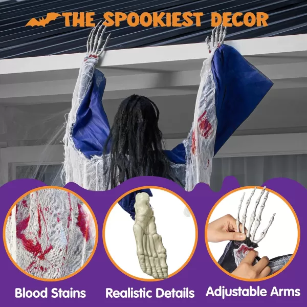 JOYIN 47quot Halloween Climbing Zombie Decoration with bloodstains Halloween Hanging Decorations Scary Halloween Pros for Haunted House Dcor Halloween Indoor and Outdoor Yard Decorations63