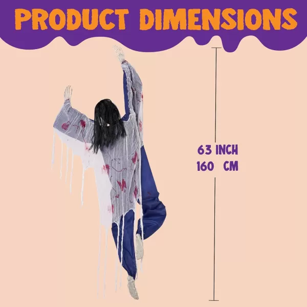 JOYIN 47quot Halloween Climbing Zombie Decoration with bloodstains Halloween Hanging Decorations Scary Halloween Pros for Haunted House Dcor Halloween Indoor and Outdoor Yard Decorations63