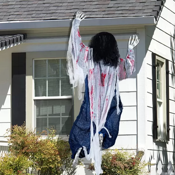 JOYIN 47quot Halloween Climbing Zombie Decoration with bloodstains Halloween Hanging Decorations Scary Halloween Pros for Haunted House Dcor Halloween Indoor and Outdoor Yard Decorations47
