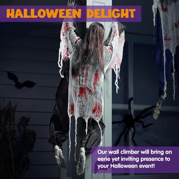 JOYIN 47quot Halloween Climbing Zombies Wall Decoration Outdoor 2 Pcs Halloween Zombie Undead for Halloween Haunted House Prop Halloween Outdoor Yard Patio Wall Decoration Party Supplies