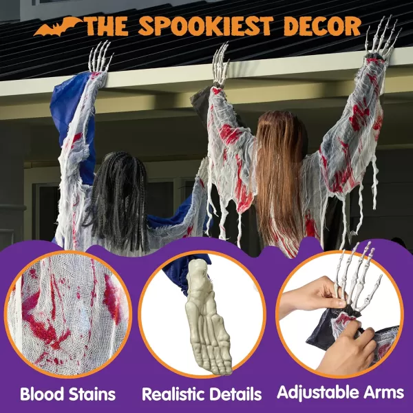 JOYIN 47quot Halloween Climbing Zombies Wall Decoration Outdoor 2 Pcs Halloween Zombie Undead for Halloween Haunted House Prop Halloween Outdoor Yard Patio Wall Decoration Party Supplies