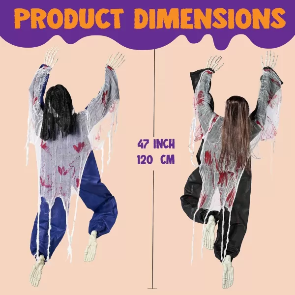 JOYIN 47quot Halloween Climbing Zombies Wall Decoration Outdoor 2 Pcs Halloween Zombie Undead for Halloween Haunted House Prop Halloween Outdoor Yard Patio Wall Decoration Party Supplies