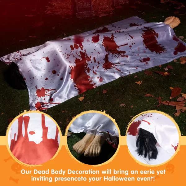 JOYIN 5 Ft Graveyard Halloween Decorations Dead Body Covered with Bloody Cloth Halloween Corpse Prop Decorations for Haunted House Prop Crime Scene Props Party Supplies Halloween Decor Outdoor