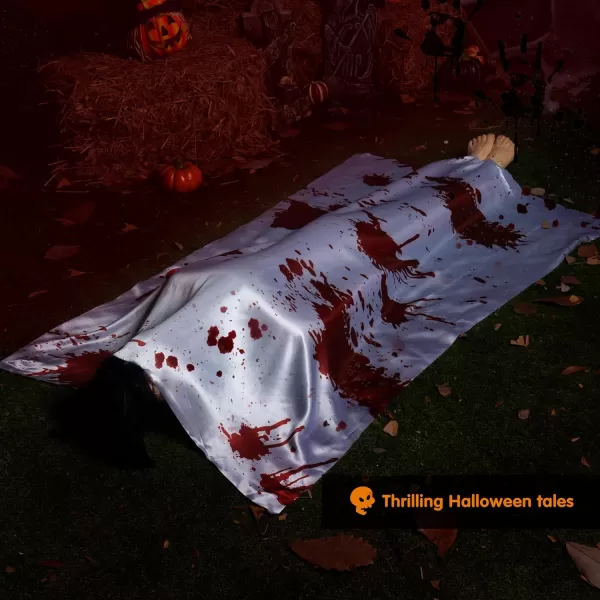 JOYIN 5 Ft Graveyard Halloween Decorations Dead Body Covered with Bloody Cloth Halloween Corpse Prop Decorations for Haunted House Prop Crime Scene Props Party Supplies Halloween Decor Outdoor