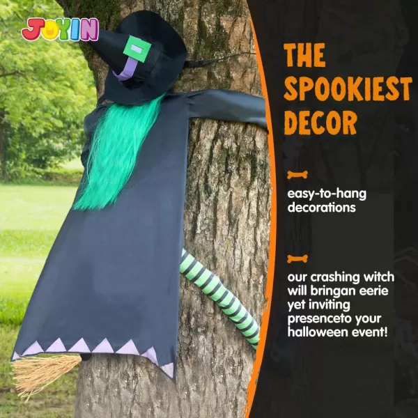 JOYIN 60 Halloween Crashing Witch Decorations Outdoor with Pink Hair Halloween Crashing Witch Into Tree Decoration for Indoor Outdoor Haunted House Prop Tree Patio Porch Party DecorGreen Hair
