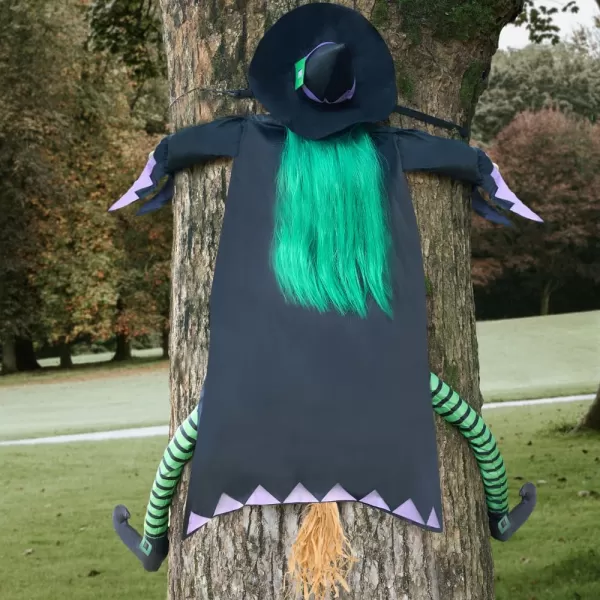 JOYIN 60 Halloween Crashing Witch Decorations Outdoor with Pink Hair Halloween Crashing Witch Into Tree Decoration for Indoor Outdoor Haunted House Prop Tree Patio Porch Party DecorGreen Hair