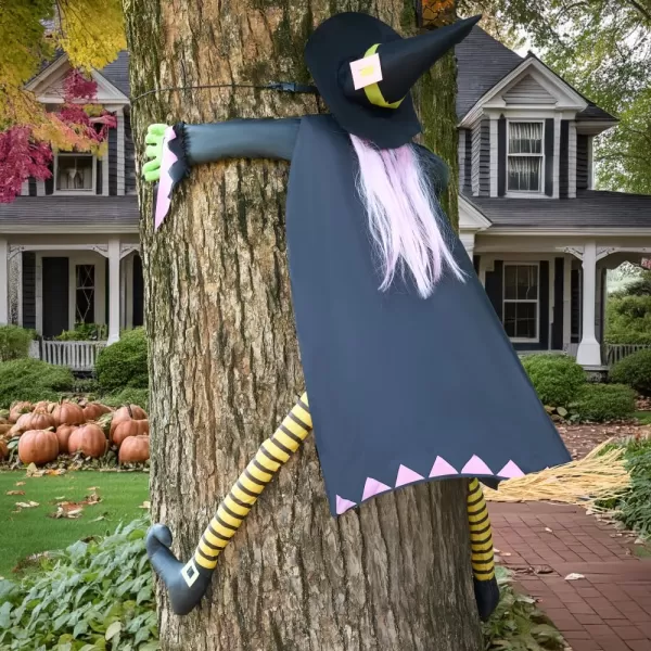 JOYIN 60 Halloween Crashing Witch Decorations Outdoor with Pink Hair Halloween Crashing Witch Into Tree Decoration for Indoor Outdoor Haunted House Prop Tree Patio Porch Party DecorPink Hair
