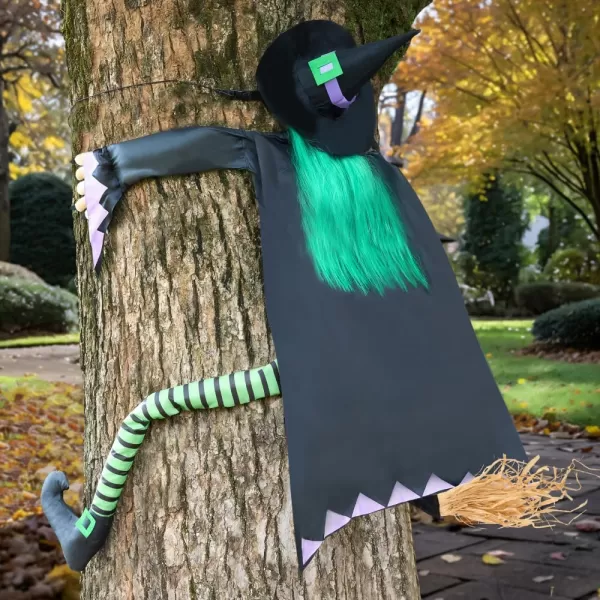 JOYIN 60 Halloween Crashing Witch Decorations Outdoor with Pink Hair Halloween Crashing Witch Into Tree Decoration for Indoor Outdoor Haunted House Prop Tree Patio Porch Party DecorGreen Hair