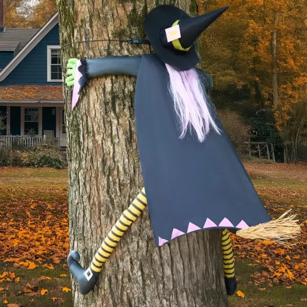 JOYIN 60 Halloween Crashing Witch Decorations Outdoor with Pink Hair Halloween Crashing Witch Into Tree Decoration for Indoor Outdoor Haunted House Prop Tree Patio Porch Party DecorPink Hair