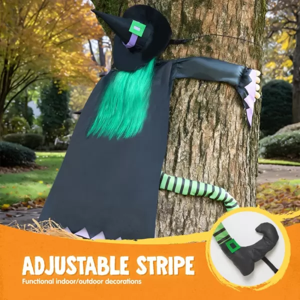 JOYIN 60 Halloween Crashing Witch Decorations Outdoor with Pink Hair Halloween Crashing Witch Into Tree Decoration for Indoor Outdoor Haunted House Prop Tree Patio Porch Party DecorGreen Hair