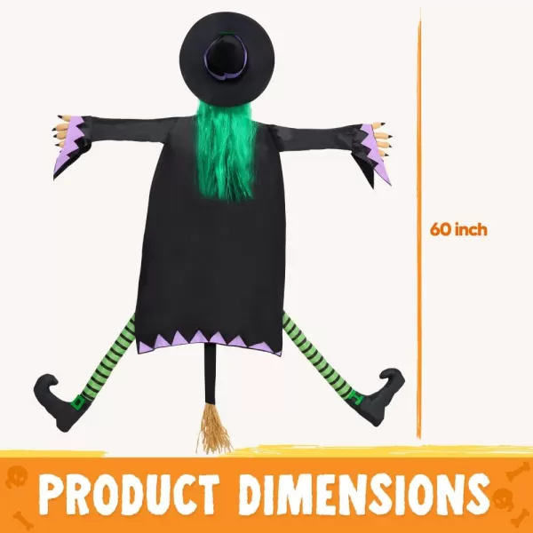JOYIN 60 Halloween Crashing Witch Decorations Outdoor with Pink Hair Halloween Crashing Witch Into Tree Decoration for Indoor Outdoor Haunted House Prop Tree Patio Porch Party DecorGreen Hair