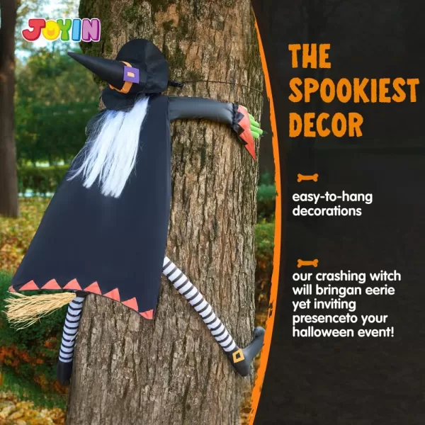 JOYIN 60 Halloween Crashing Witch Decorations Outdoor with Pink Hair Halloween Crashing Witch Into Tree Decoration for Indoor Outdoor Haunted House Prop Tree Patio Porch Party DecorWhite Hair
