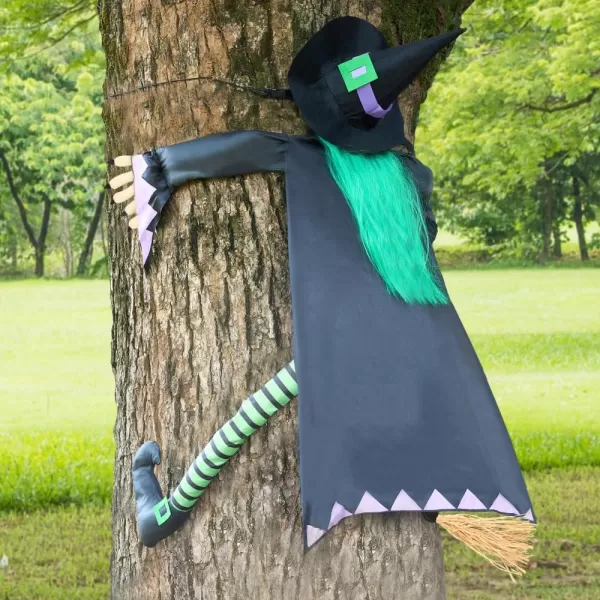 JOYIN 60 Halloween Crashing Witch Decorations Outdoor with Pink Hair Halloween Crashing Witch Into Tree Decoration for Indoor Outdoor Haunted House Prop Tree Patio Porch Party DecorGreen Hair