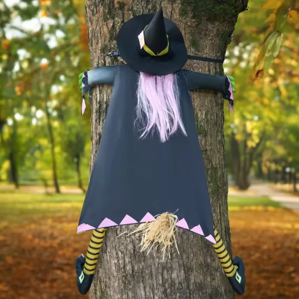 JOYIN 60 Halloween Crashing Witch Decorations Outdoor with Pink Hair Halloween Crashing Witch Into Tree Decoration for Indoor Outdoor Haunted House Prop Tree Patio Porch Party DecorPink Hair
