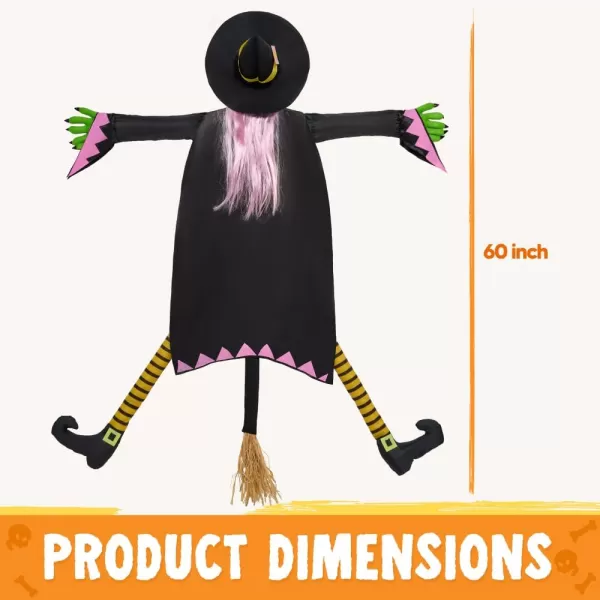 JOYIN 60 Halloween Crashing Witch Decorations Outdoor with Pink Hair Halloween Crashing Witch Into Tree Decoration for Indoor Outdoor Haunted House Prop Tree Patio Porch Party DecorPink Hair