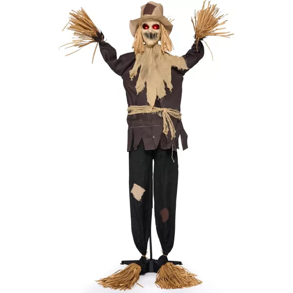 JOYIN 67quot Halloween Animatronics Standing Clown Animated Decoration with Spooky and LightUp EyesCreepy SoundMoving Arms ampamp Head Sound Activated for Halloween Decorations Outdoor IndoorScarecrow