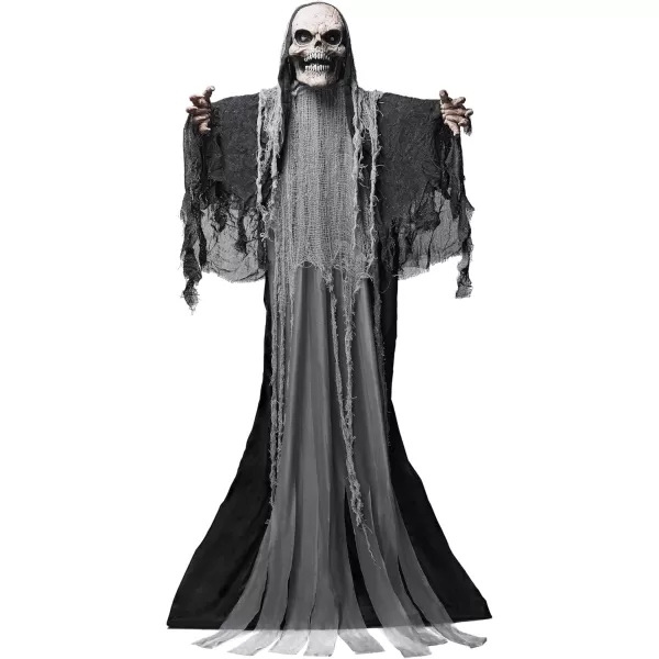 JOYIN 67quot Halloween Animatronics Standing Clown Animated Decoration with Spooky and LightUp EyesCreepy SoundMoving Arms ampamp Head Sound Activated for Halloween Decorations Outdoor IndoorRising Grim Reaper