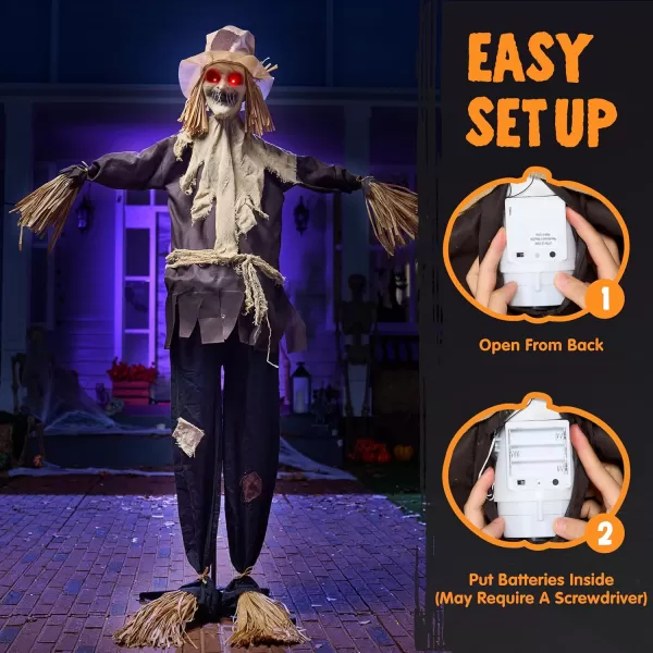 JOYIN 67quot Halloween Animatronics Standing Clown Animated Decoration with Spooky and LightUp EyesCreepy SoundMoving Arms ampamp Head Sound Activated for Halloween Decorations Outdoor IndoorScarecrow