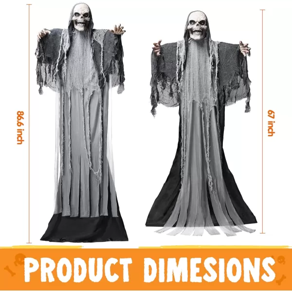JOYIN 67quot Halloween Animatronics Standing Clown Animated Decoration with Spooky and LightUp EyesCreepy SoundMoving Arms ampamp Head Sound Activated for Halloween Decorations Outdoor IndoorRising Grim Reaper