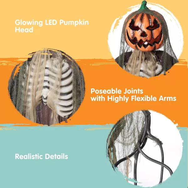 JOYIN 67quot Halloween Animatronics Standing Clown Animated Decoration with Spooky and LightUp EyesCreepy SoundMoving Arms ampamp Head Sound Activated for Halloween Decorations Outdoor IndoorPumpkin Man