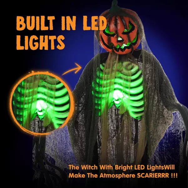 JOYIN 67quot Halloween Animatronics Standing Clown Animated Decoration with Spooky and LightUp EyesCreepy SoundMoving Arms ampamp Head Sound Activated for Halloween Decorations Outdoor IndoorPumpkin Man