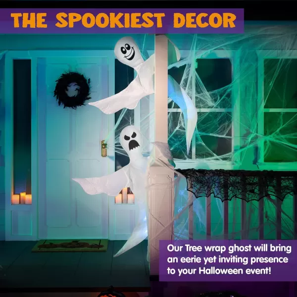 JOYIN Halloween 2 Pcs 53 Tree Wrap Ghost Decoration Smiling Ghost Design Decorations for Halloween Outdoor Lawn Tree Decor Ghost Party SuppliesHaunted House Wrap DecorationsFunny Ghosts