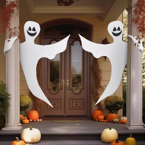JOYIN Halloween 2 Pcs 53 Tree Wrap Ghost Decoration Smiling Ghost Design Decorations for Halloween Outdoor Lawn Tree Decor Ghost Party SuppliesHaunted House Wrap DecorationsHappy Ghosts