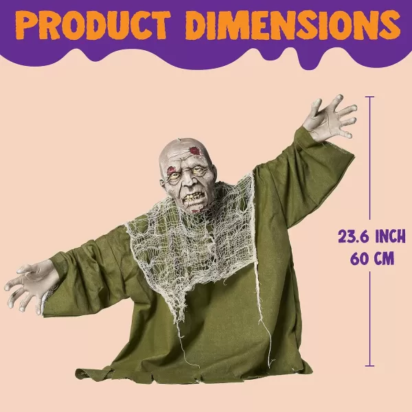 JOYIN Halloween Animated Zombie Groundbreaker with Light Up Eyes Creepy Animatronic Decorations with Movable Arms for Halloween Party Prop and Outdoor Lawn Patio Yard Decor Halloween Decorations