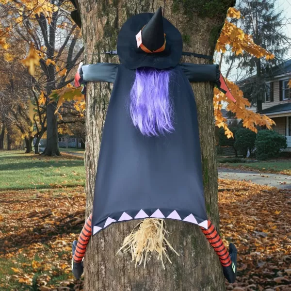 JOYIN Halloween Crashing Witch into Tree Halloween Decoration with Purple Hair Halloween Outdoor Indoor Decor for Haunted House Prop Porch Yard Patio Decoration