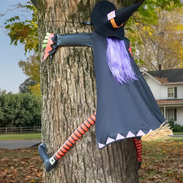 JOYIN Halloween Crashing Witch into Tree Halloween Decoration with Purple Hair Halloween Outdoor Indoor Decor for Haunted House Prop Porch Yard Patio Decoration