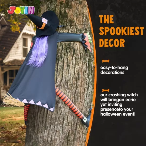 JOYIN Halloween Crashing Witch into Tree Halloween Decoration with Purple Hair Halloween Outdoor Indoor Decor for Haunted House Prop Porch Yard Patio Decoration