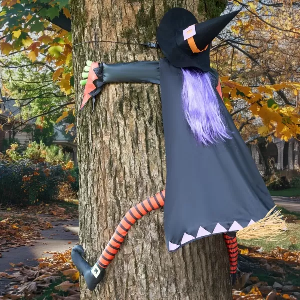 JOYIN Halloween Crashing Witch into Tree Halloween Decoration with Purple Hair Halloween Outdoor Indoor Decor for Haunted House Prop Porch Yard Patio Decoration