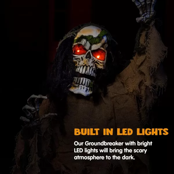 JOYIN Halloween Decoration Animated Zombie Groundbreaker Lightup Skeleton Zombie Groundbreaker Prop with Creepy Sound for Halloween Outdoor Lawn Yard Patio Decoration Haunted House Decoration