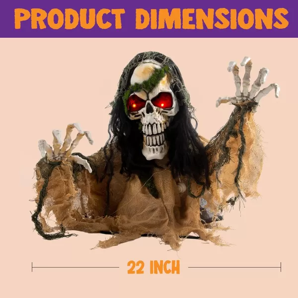 JOYIN Halloween Decoration Animated Zombie Groundbreaker Lightup Skeleton Zombie Groundbreaker Prop with Creepy Sound for Halloween Outdoor Lawn Yard Patio Decoration Haunted House Decoration