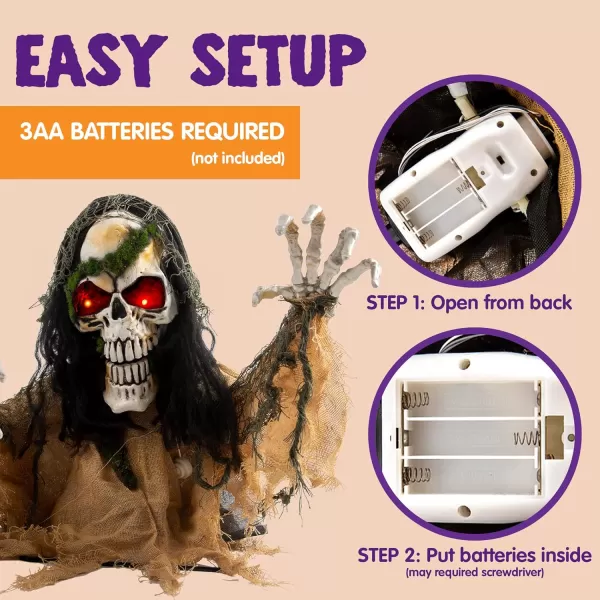 JOYIN Halloween Decoration Animated Zombie Groundbreaker Lightup Skeleton Zombie Groundbreaker Prop with Creepy Sound for Halloween Outdoor Lawn Yard Patio Decoration Haunted House Decoration