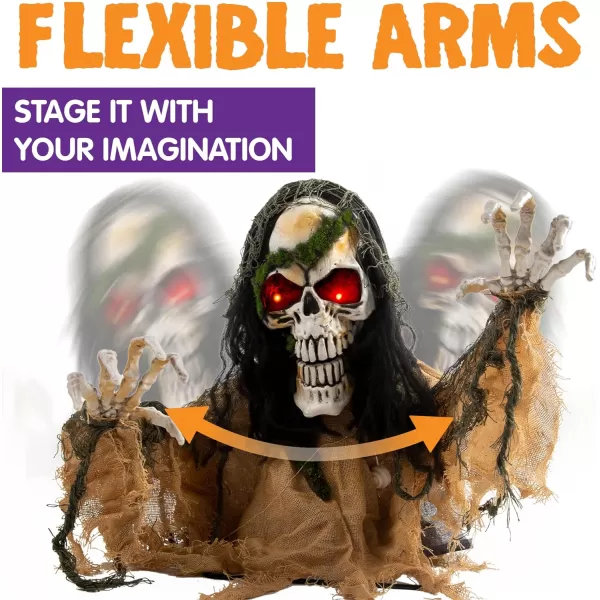 JOYIN Halloween Decoration Animated Zombie Groundbreaker Lightup Skeleton Zombie Groundbreaker Prop with Creepy Sound for Halloween Outdoor Lawn Yard Patio Decoration Haunted House Decoration