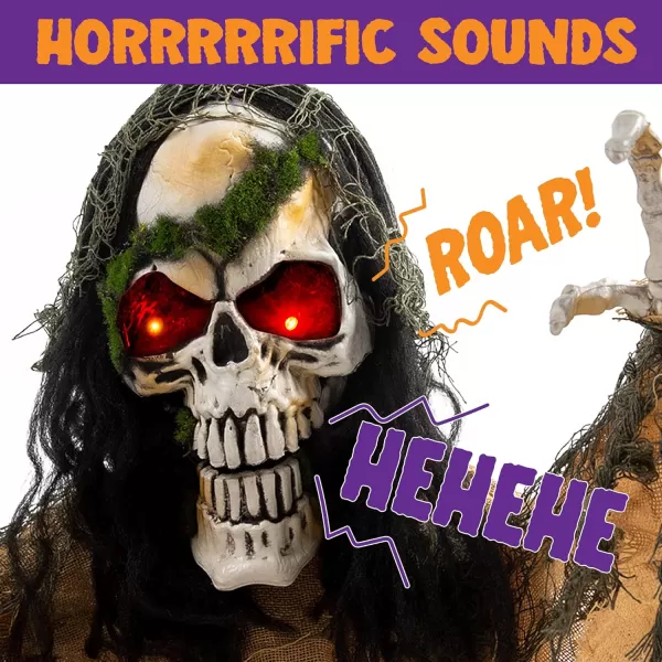 JOYIN Halloween Decoration Animated Zombie Groundbreaker Lightup Skeleton Zombie Groundbreaker Prop with Creepy Sound for Halloween Outdoor Lawn Yard Patio Decoration Haunted House Decoration