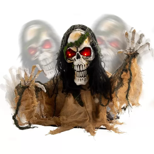 JOYIN Halloween Decoration Animated Zombie Groundbreaker Lightup Skeleton Zombie Groundbreaker Prop with Creepy Sound for Halloween Outdoor Lawn Yard Patio Decoration Haunted House Decoration