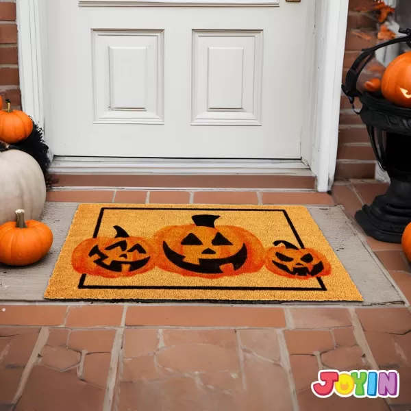 JOYIN Halloween Decoration Pumpkin Patterned Doormat 30x 17 Non Slip Natural Coir Front Door Mat Doorway Rugs Trick or Treat Halloween Decorations Outside Indoor Halloween Decor