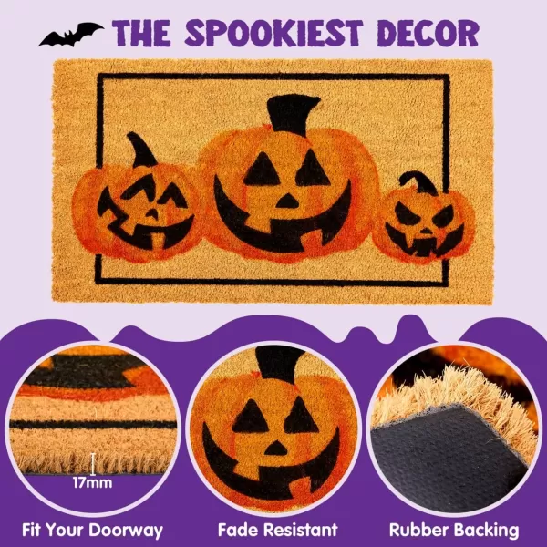 JOYIN Halloween Decoration Pumpkin Patterned Doormat 30x 17 Non Slip Natural Coir Front Door Mat Doorway Rugs Trick or Treat Halloween Decorations Outside Indoor Halloween Decor