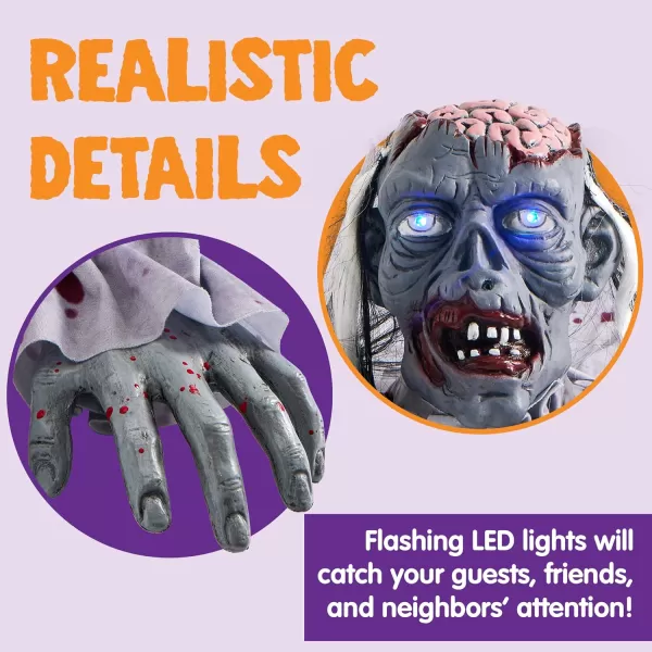 JOYIN Halloween Decoration Zombie Groundbreaker Outside Halloween Outdoor Zombies Decor with LightUp Eyes and Creepy Sound Scary Halloween Decorations for Graveyard Haunted House Lawn Yard