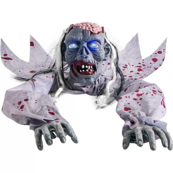 JOYIN Halloween Decoration Zombie Groundbreaker Outside Halloween Outdoor Zombies Decor with LightUp Eyes and Creepy Sound Scary Halloween Decorations for Graveyard Haunted House Lawn Yard
